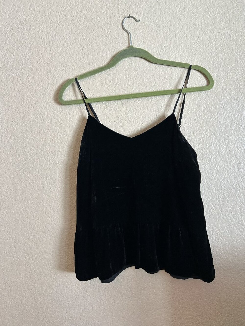 J.Crew Black Velvet Peplum Camisole Top, Size 8